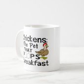 Kipt het huisdier dat ontbijt poept koffiemok (Voorkant links)