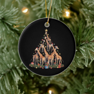 Kiraffe Kerstboom Kerstman Afrikaanse Wilderijnhof Keramisch Ornament