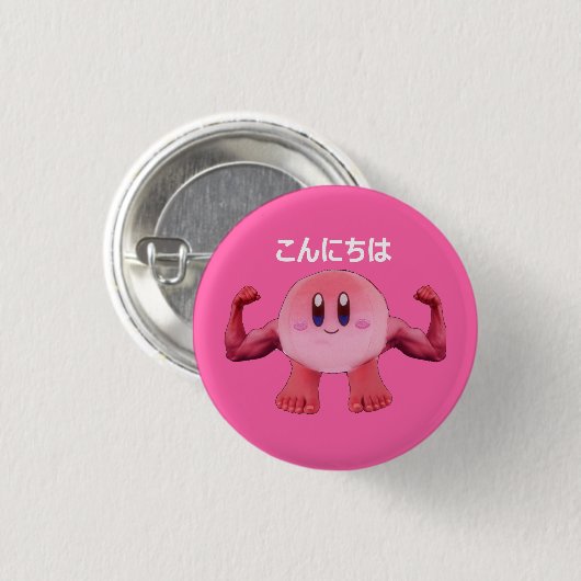 Kirby knop roze ronde button 3,2 cm (Voorkant /achterkant)