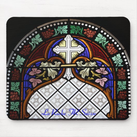 Kirchenfenster La Roche FR Suisse Mousepad Muismat (Voorkant)