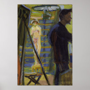 Kirchner - Erich Heckel en model in de studio 1... Poster