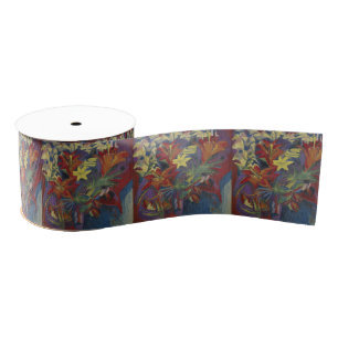 Kirchner Expressionistische Levendige Oranje Lelie Grosgrain Lint