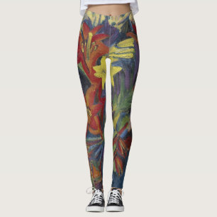 Kirchner Expressionistische Levendige Oranje Lelie Leggings