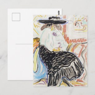 Kirchner Gezeten Vrouw Expressionistische Schets K Briefkaart