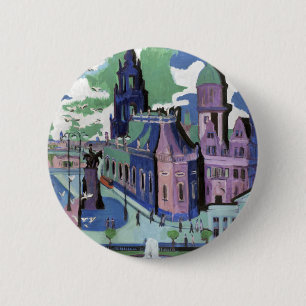 Kirchner Gezicht op Dresden Schlossplatz Fijne Kun Ronde Button 5,7 Cm