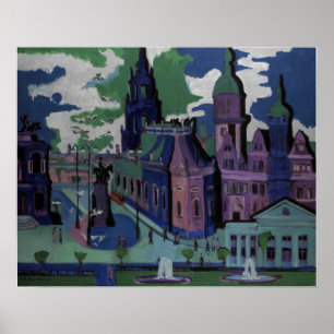 Kirchner - Gezicht op Dresden Schlossplatz Poster