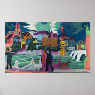 Kirchner - Uitzicht van Bazel en de Rijn Poster