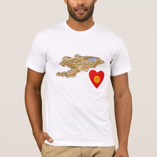 Kirghizistan - Coeur du drapeau et T-shirt (Devant)