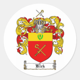 KIRK FAMILY CREST - KIRK COAT WAPENS RONDE STICKER