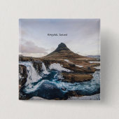 Kirkjufell, Kerkberg, IJsland Vierkante Button 5,1 Cm (Voorkant)