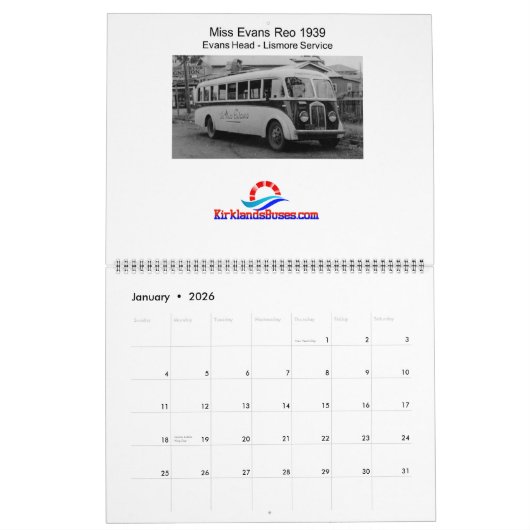 Kirklands  bussen kalender (Jan 2026)