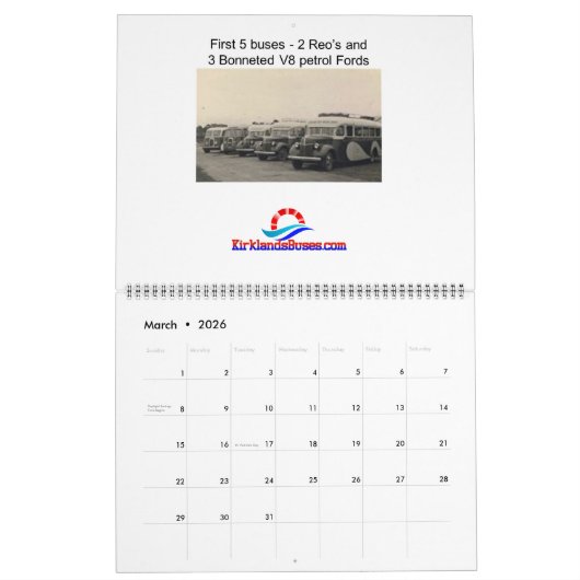 Kirklands  bussen kalender (Mar 2026)