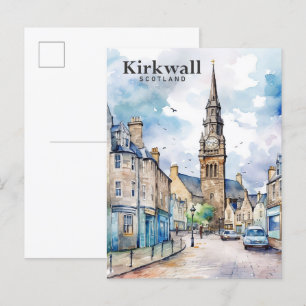 Kirkwall Scotland Waterverf Painting Reizen Briefkaart