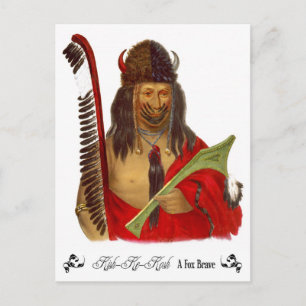 Kish-Ke-Kosh, een Fox Brave met buffelhoofdadres Briefkaart