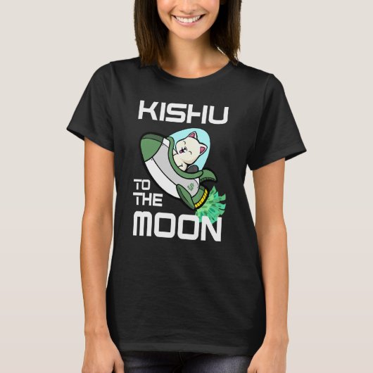 Kishu naar de maan Crypto Kishu Inu munt T-shirt (Voorkant)