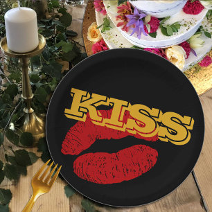 KISS-borden, rode spoelen - Liefde/partijgebruik Papieren Bordje