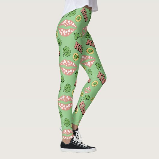 Kiss Clover Lips St. Patrick's Day Sage Leggings (Rechts)
