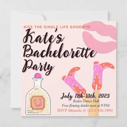 Kiss Goodbye Bachelorette Invitation (Devant)