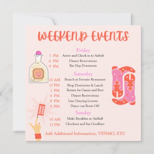 Kiss Goodbye Bachelorette uitnodiging (Achterkant)