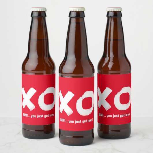 Kiss Hug Étiquette de bière rouge et blanche (Bouteilles)