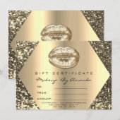 Kiss Lip Makeup Artist Sepia Gold Certificate Gift (Voorkant / Achterkant)