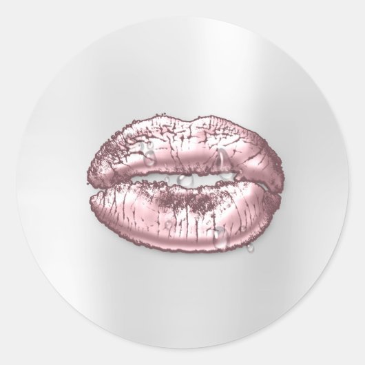 Kiss Lippen Glitter Roze Make-up Artiest Water Dro Ronde Sticker (Voorkant)