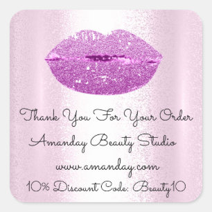 Kiss Lips Bedankt voor het kopen van de korting Ro Vierkante Sticker