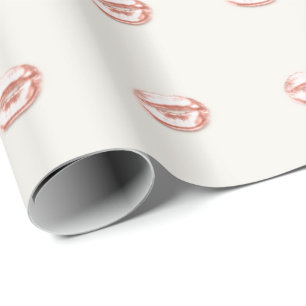 Kiss Lips Bridal 16th Girl Roos Pink Ivory Creamy Cadeaupapier