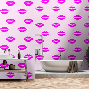 Kiss Lips Custom Kleur Wit Behang