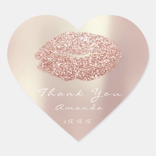 Kiss Lips Glitter Heart Makeup 16th Hart Sticker (Voorkant)