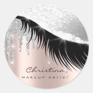 Kiss Lips Makeup Artist Glitter Lashe Sparkly Grey Ronde Sticker