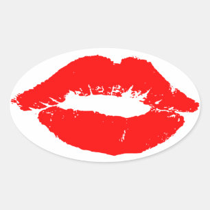 Kiss Lips Red Lipstick Love Passion Valentijn Ovale Sticker