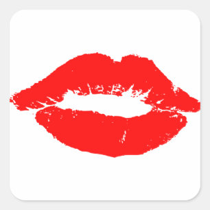 Kiss Lips Red Lipstick Love Passion Valentijn Vierkante Sticker