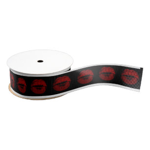 Kiss Lips Rood Lipstick Zwart Valentijn Bridal Grosgrain Lint