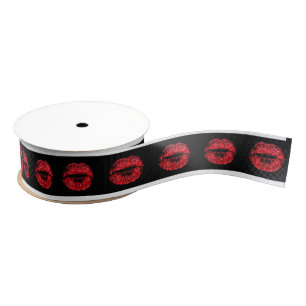 Kiss Lips Rood Lipstick Zwart Valentijn Glitter Grosgrain Lint
