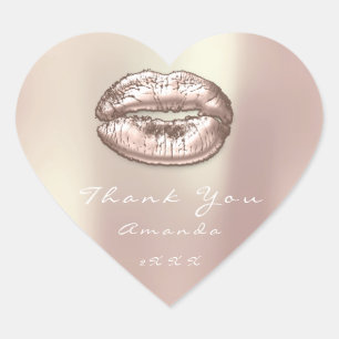 Kiss Lips Roos Gouden Hart Make-up Sweet 16e Dank Sticker