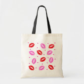 Kiss Lips rose et rouge, Coeurs Sac fourre-tout bl (Devant)