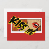 Kiss me Comic Pop Art Briefkaart (Voorkant / Achterkant)