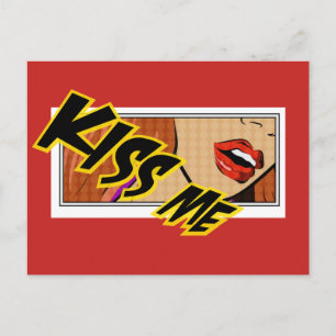 Kiss me Comic Pop Art Briefkaart