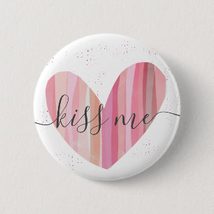 Kiss me Cute Pink getextureerd Heart Ronde Button 5,7 Cm