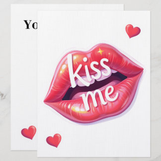 Kiss Me Glossy Red Lips Art Illustration Briefhoofd
