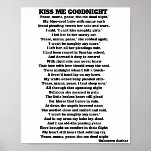 KISS ME GOOD NGHT-gedicht Poster