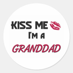 Kiss Me Granddad Ronde Sticker