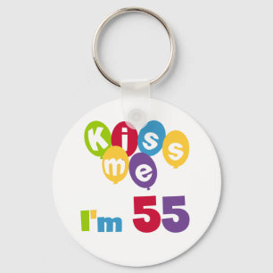Kiss me Ik ben 55-jarige overhemden en cadeautjes. Sleutelhanger