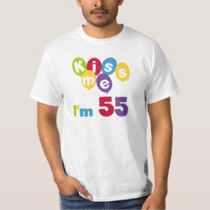 Kiss me Ik ben 55-jarige overhemden en cadeautjes. T-shirt
