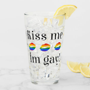 Kiss Me I'm Gay (zwarte letters) Glas