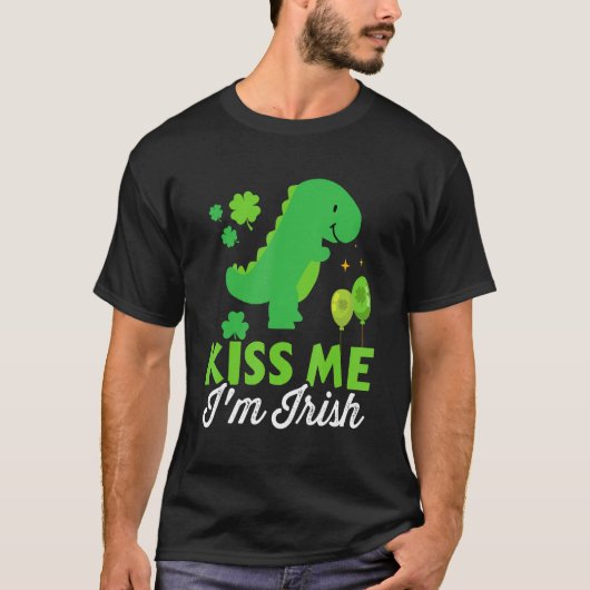 Kiss me I'm irish cute dinosaur t-rex St Patricks T-shirt (Voorkant)