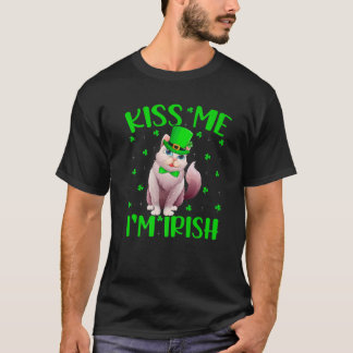 Kiss Me I'm Irish Leprechaun Balinese Cat St. Patr T-shirt