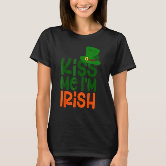 Kiss Me I'm Irish Leprechaun Hat St Patricks Day T-shirt (Voorkant)