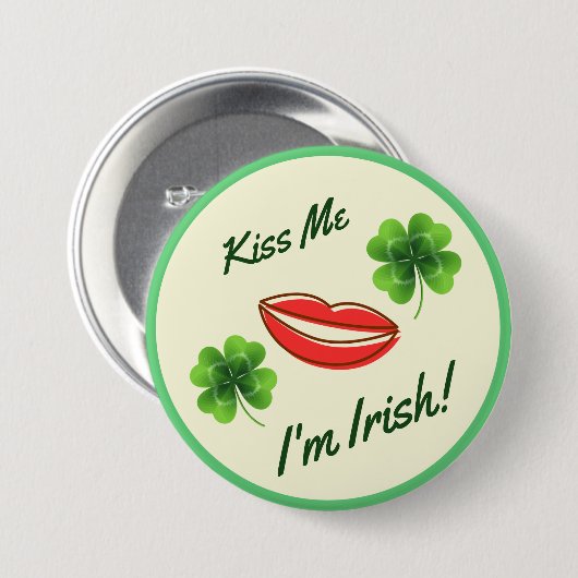 Kiss Me I'm Irish St. Patrick's Day Button (Voorkant /achterkant)